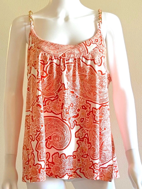 Michael Kors Tops - Michael Kors Women’s Orange Paisley Pattern Sleeveless Too Blouse Size Medium